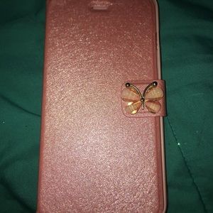 Pink phone case with card holder slot